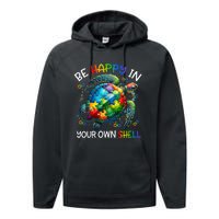 Puzzle Turtle Be Happy In Your Own Shell Autism Awareness Performance Fleece Hoodie