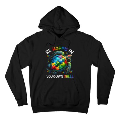 Puzzle Turtle Be Happy In Your Own Shell Autism Awareness Hoodie