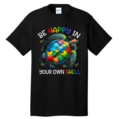 Puzzle Turtle Be Happy In Your Own Shell Autism Awareness Tall T-Shirt