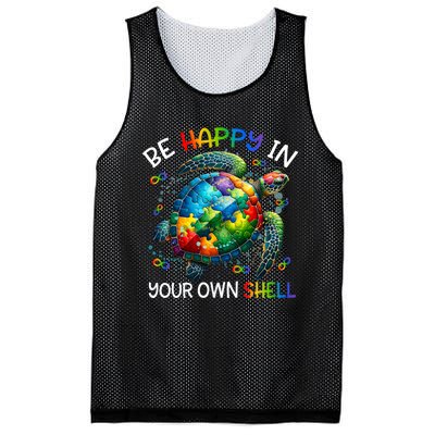 Puzzle Turtle Be Happy In Your Own Shell Autism Awareness Mesh Reversible Basketball Jersey Tank