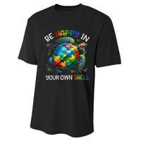 Puzzle Turtle Be Happy In Your Own Shell Autism Awareness Performance Sprint T-Shirt