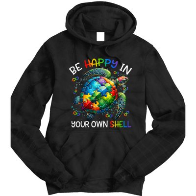 Puzzle Turtle Be Happy In Your Own Shell Autism Awareness Tie Dye Hoodie