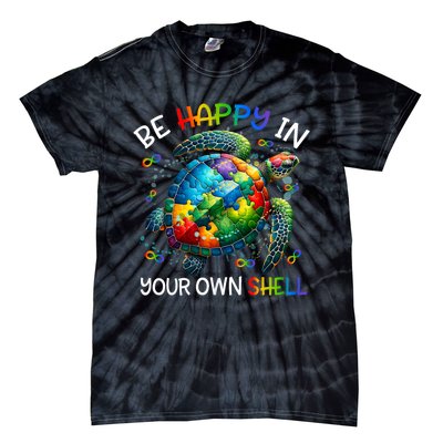 Puzzle Turtle Be Happy In Your Own Shell Autism Awareness Tie-Dye T-Shirt