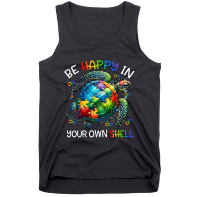 Puzzle Turtle Be Happy In Your Own Shell Autism Awareness Tank Top