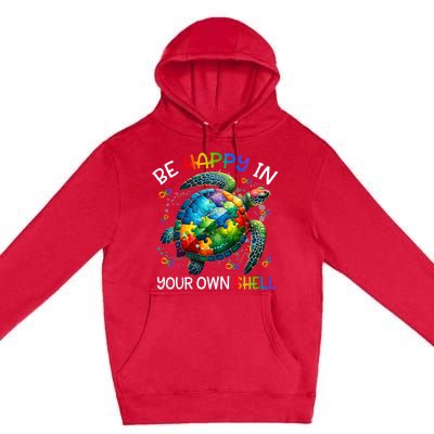 Puzzle Turtle Be Happy In Your Own Shell Autism Awareness Premium Pullover Hoodie