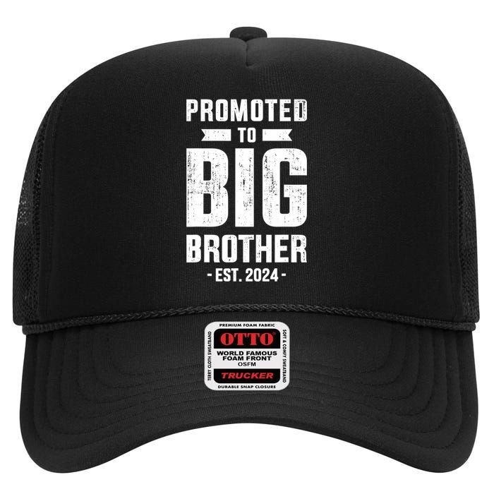 Promoted To Big Brother Est 2024 For Pregnancy Or New Baby High Crown Mesh Back Trucker Hat