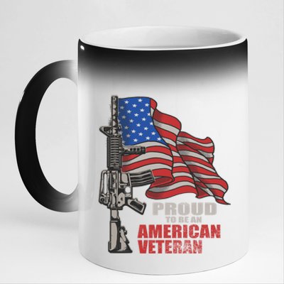 Proud To Be An American Veteran Cool Gift 11oz Black Color Changing Mug