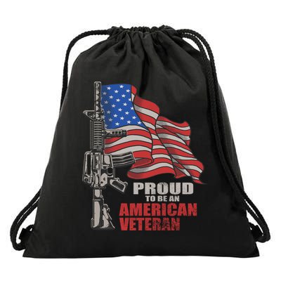 Proud To Be An American Veteran Cool Gift Drawstring Bag