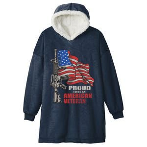 Proud To Be An American Veteran Cool Gift Hooded Wearable Blanket