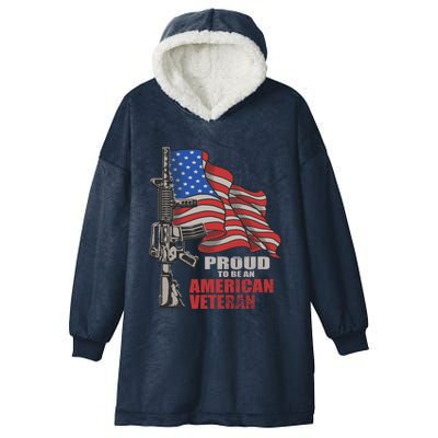 Proud To Be An American Veteran Cool Gift Hooded Wearable Blanket