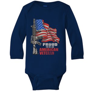 Proud To Be An American Veteran Cool Gift Baby Long Sleeve Bodysuit