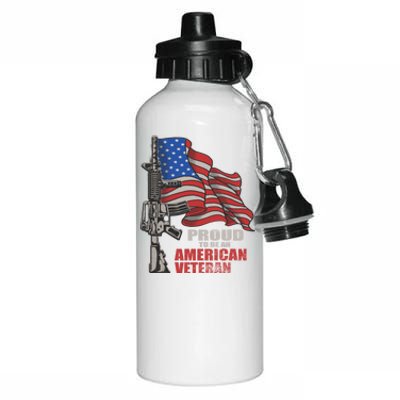 Proud To Be An American Veteran Cool Gift Aluminum Water Bottle 