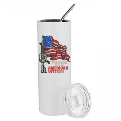 Proud To Be An American Veteran Cool Gift Stainless Steel Tumbler