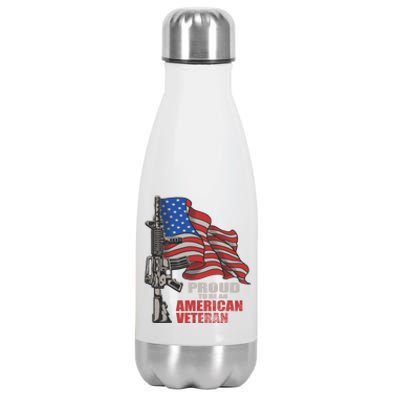 Proud To Be An American Veteran Cool Gift Stainless Steel Insulated Water Bottle