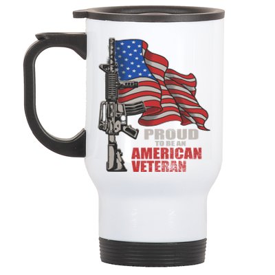 Proud To Be An American Veteran Cool Gift Stainless Steel Travel Mug