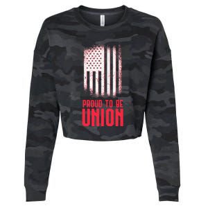 Proud To Be Union Skilled Labor Worker Labor Day Gift Cropped Pullover Crew