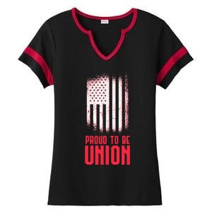 Proud To Be Union Skilled Labor Worker Labor Day Gift Ladies Halftime Notch Neck Tee