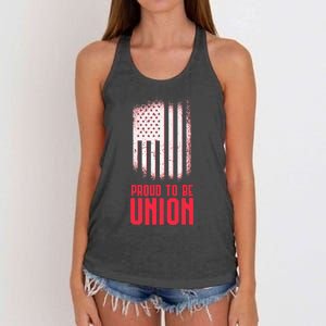 Proud To Be Union Skilled Labor Worker Labor Day Gift Women's Knotted Racerback Tank