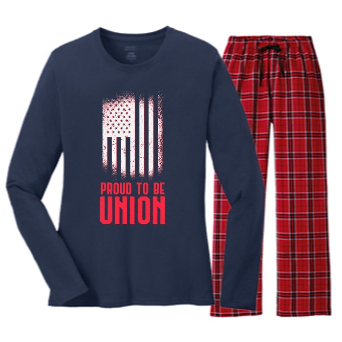 Proud To Be Union Skilled Labor Worker Labor Day Gift Women's Long Sleeve Flannel Pajama Set 