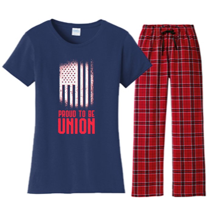 Proud To Be Union Skilled Labor Worker Labor Day Gift Women's Flannel Pajama Set