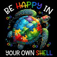 Puzzle Turtle Be Happy In Your Own Shell Autism Awareness Button