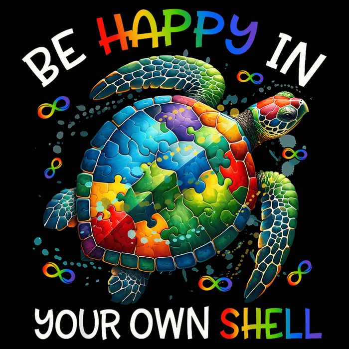 Puzzle Turtle Be Happy In Your Own Shell Autism Awareness Button