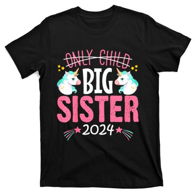 Promoted To Big Sister Est 2024 Unicorn T-Shirt