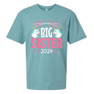 Promoted To Big Sister Est 2024 Unicorn Sueded Cloud Jersey T-Shirt