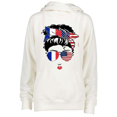 Proud To Be French American Cool French American Mama Great Gift Womens Funnel Neck Pullover Hood