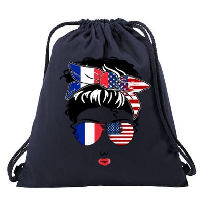 Proud To Be French American Cool French American Mama Great Gift Drawstring Bag