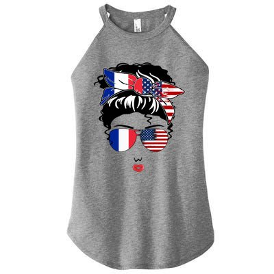 Proud To Be French American Cool French American Mama Great Gift Women’s Perfect Tri Rocker Tank