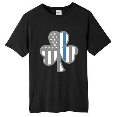 Police Thin Blue Line Shamrock Irish St Patricks Day Us Flag Cute Gift Tall Fusion ChromaSoft Performance T-Shirt