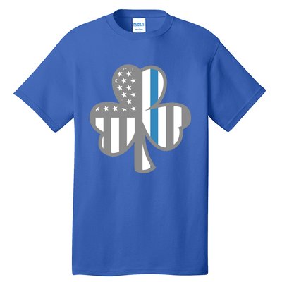 Police Thin Blue Line Shamrock Irish St Patricks Day Us Flag Cute Gift Tall T-Shirt