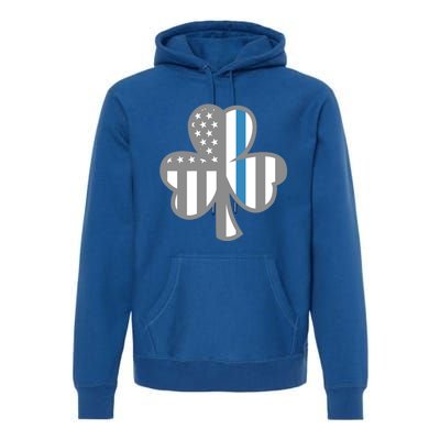 Police Thin Blue Line Shamrock Irish St Patricks Day Us Flag Cute Gift Premium Hoodie