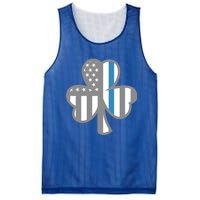 Police Thin Blue Line Shamrock Irish St Patricks Day Us Flag Cute Gift Mesh Reversible Basketball Jersey Tank