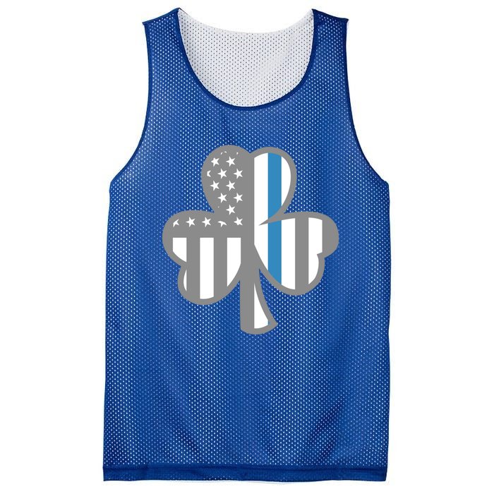 Police Thin Blue Line Shamrock Irish St Patricks Day Us Flag Cute Gift Mesh Reversible Basketball Jersey Tank