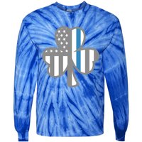 Police Thin Blue Line Shamrock Irish St Patricks Day Us Flag Cute Gift Tie-Dye Long Sleeve Shirt