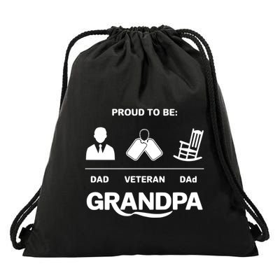 Proud To Be Dad Veteran Dad Grandpa Gift Drawstring Bag
