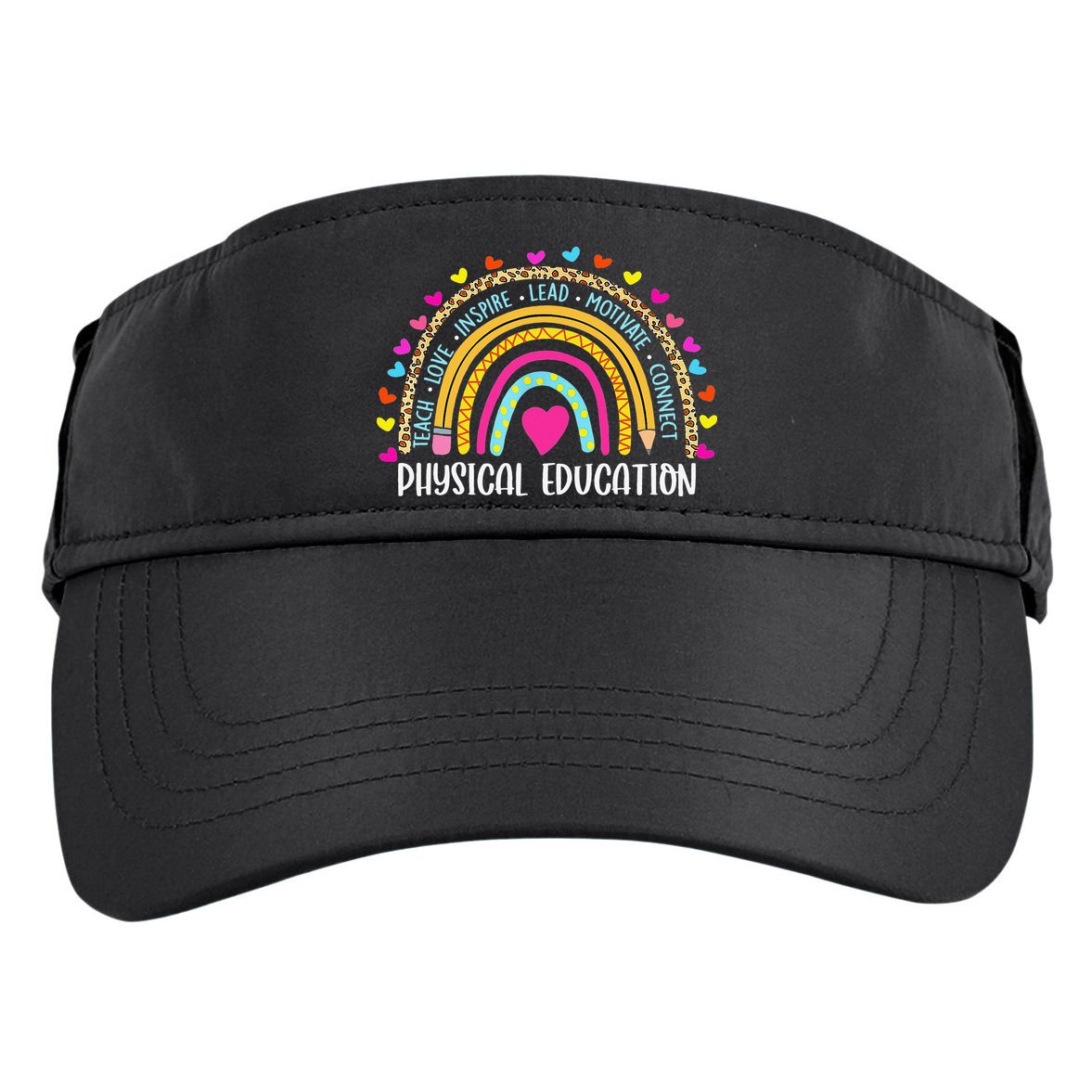 P.E. Teacher Boho Rainbow Funny Physical Education Teacher Adult Drive Performance Visor