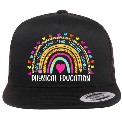 P.E. Teacher Boho Rainbow Funny Physical Education Teacher Flatbill Hat