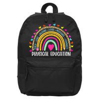 P.E. Teacher Boho Rainbow Funny Physical Education Teacher 16 in Basic Backpack