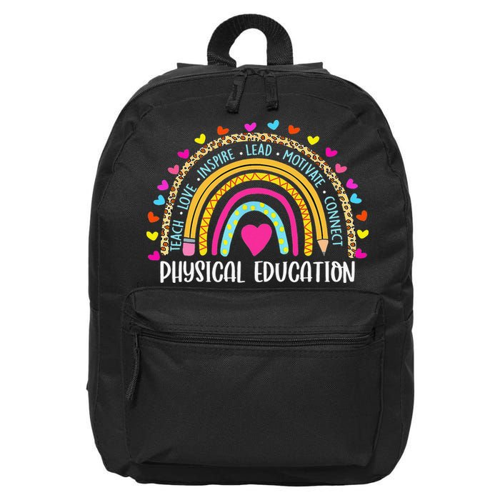 P.E. Teacher Boho Rainbow Funny Physical Education Teacher 16 in Basic Backpack