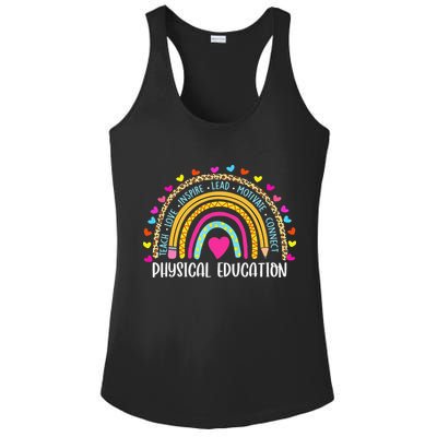 P.E. Teacher Boho Rainbow Funny Physical Education Teacher Ladies PosiCharge Competitor Racerback Tank