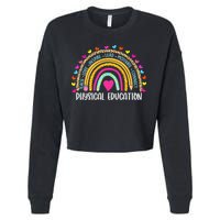 P.E. Teacher Boho Rainbow Funny Physical Education Teacher Cropped Pullover Crew