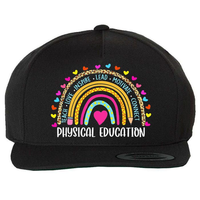 P.E. Teacher Boho Rainbow Funny Physical Education Teacher Wool Snapback Cap