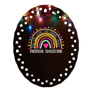 P.E. Teacher Boho Rainbow Funny Physical Education Teacher Ceramic Oval Ornament