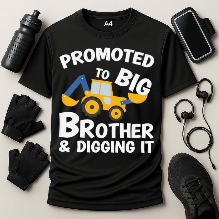Promoted to Big Brother and Digging It Construction Brother Cooling Performance Crew T-Shirt