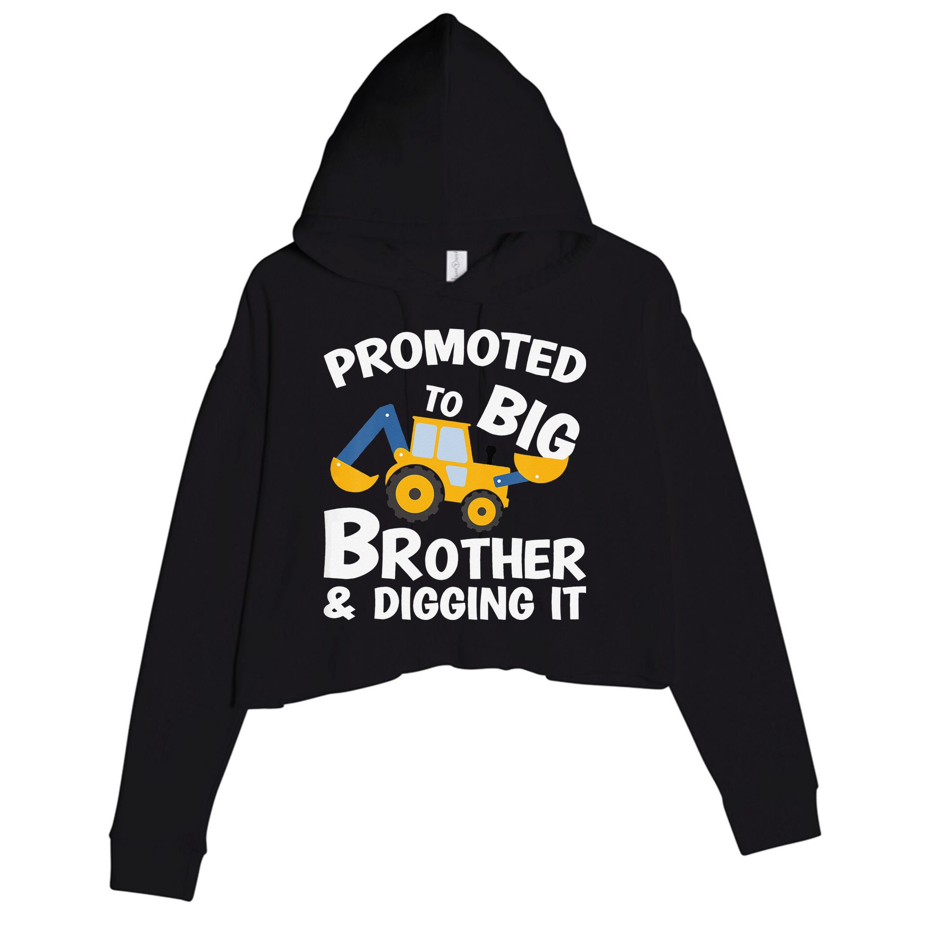Promoted to Big Brother and Digging It Construction Brother Crop Fleece Hoodie