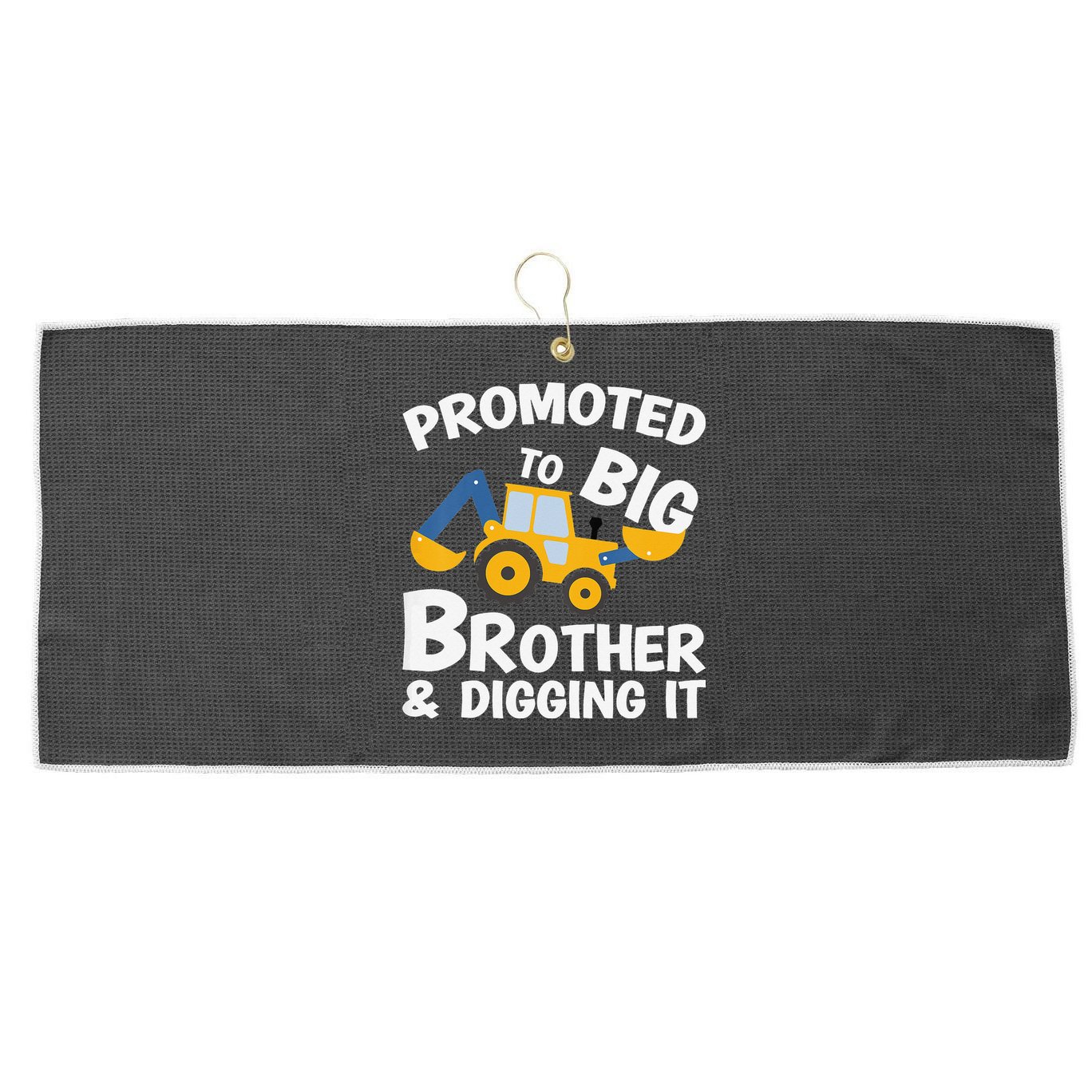 Promoted to Big Brother and Digging It Construction Brother Large Microfiber Waffle Golf Towel
