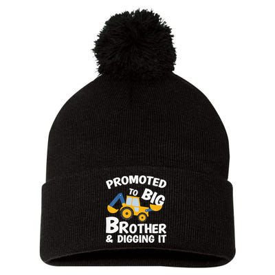 Promoted to Big Brother and Digging It Construction Brother Pom Pom 12in Knit Beanie